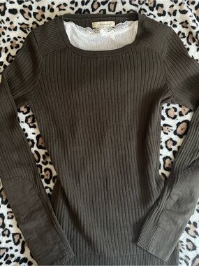 ♡ G.H. Bass & Co. Women's Olive Ribbed Scoop Neck Sweater